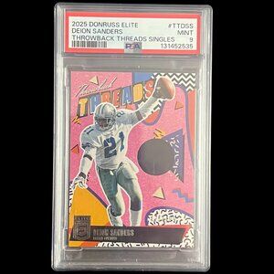 Graded Deion Sanders 2025 Donruss Elite Throwback Threads #TTDSS | PSA Graded 9